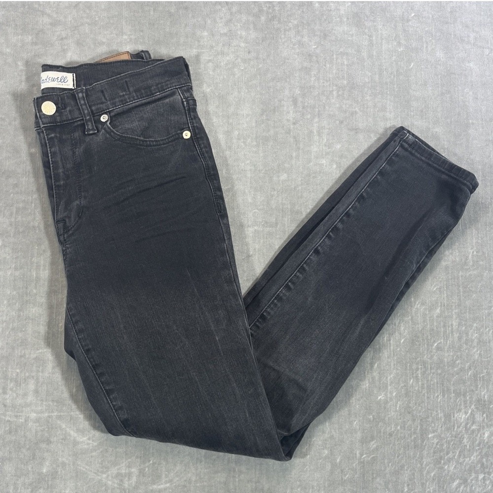 Madewell Womens 27 Black High Riser Skinny Jeans Faded Denim A5699